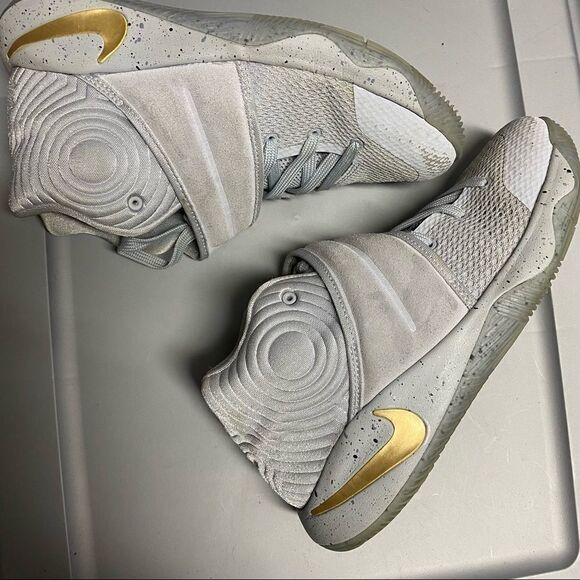 Nike Kyrie 2's Battle Gray Gold High top basketball sneakers shoes 6Y 7.5 womans - Picture 4 of 14